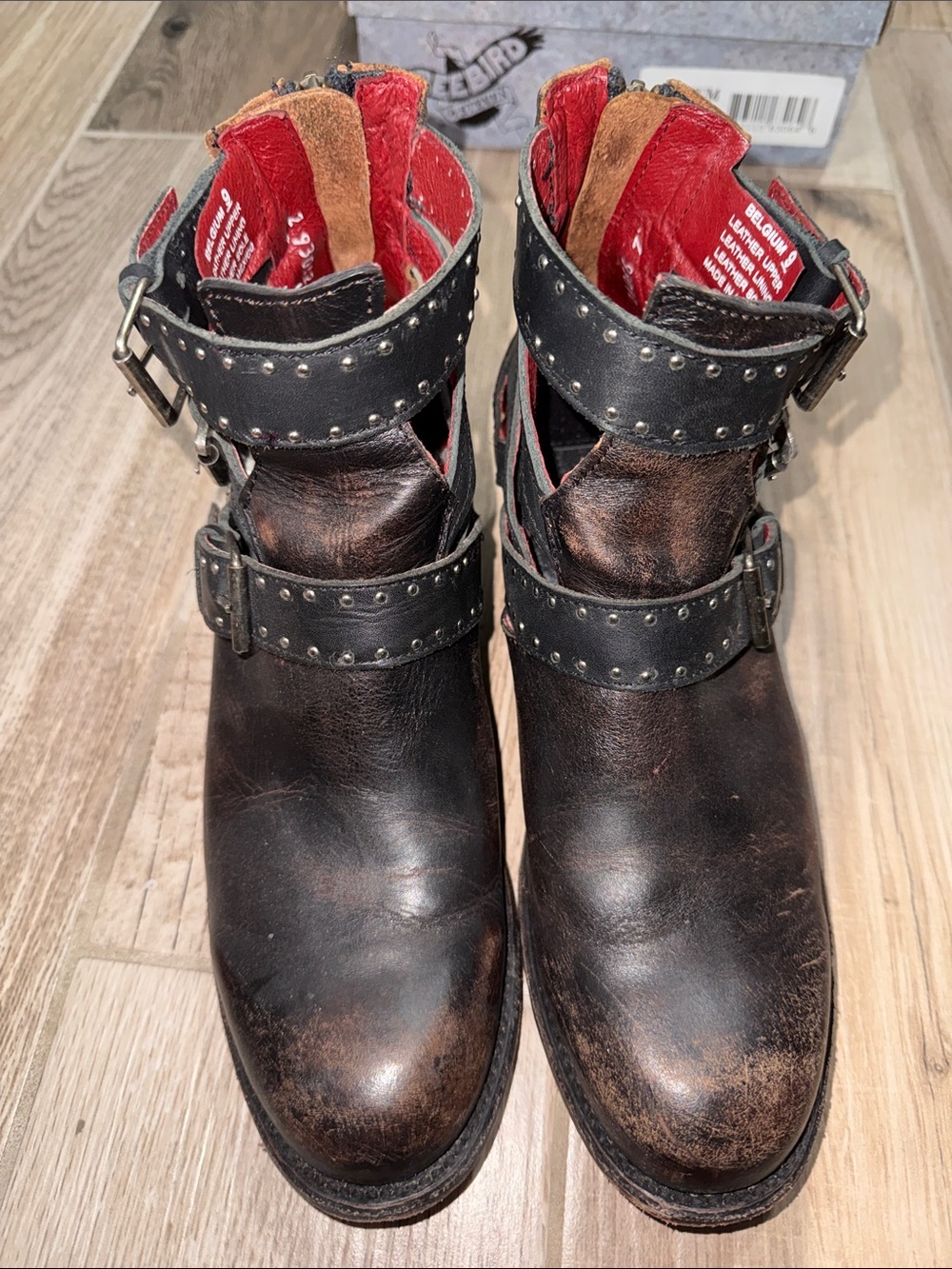Freebird Studded Belgium Leather Ankle Boots - Black sz9 - Picture 3 of 4